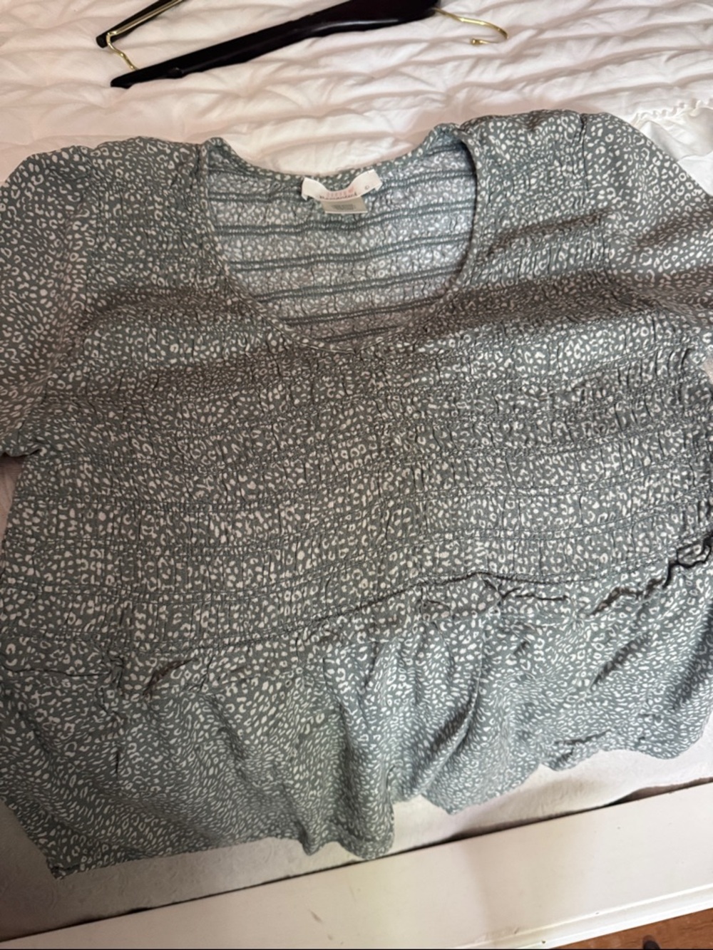 Women's Green flower Print 3/4 Sleeve Top
